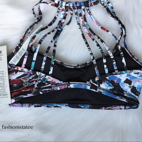 NWT lululemon lighten up bra CULC multi blue w pad - Picture 2 of 4